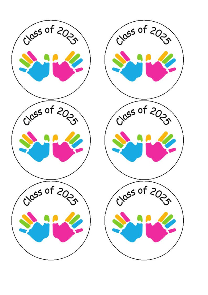 Class of 2025 - Paint Hands - Edible Cake & Cupcake Toppers