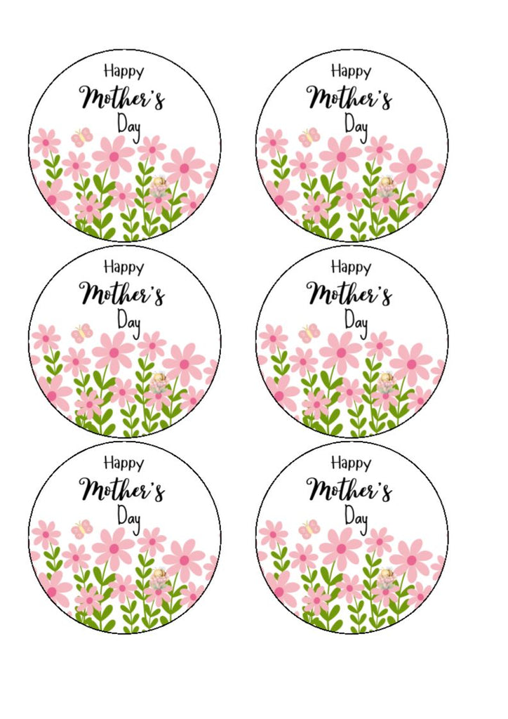Mother's Day Edible Cake and Cupcake Toppers - Pink Pastels