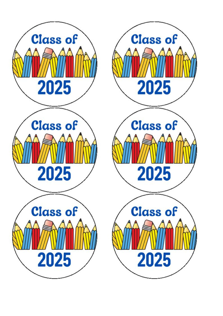 Class of 2025 - Pencils- Edible Cake & Cupcake Toppers