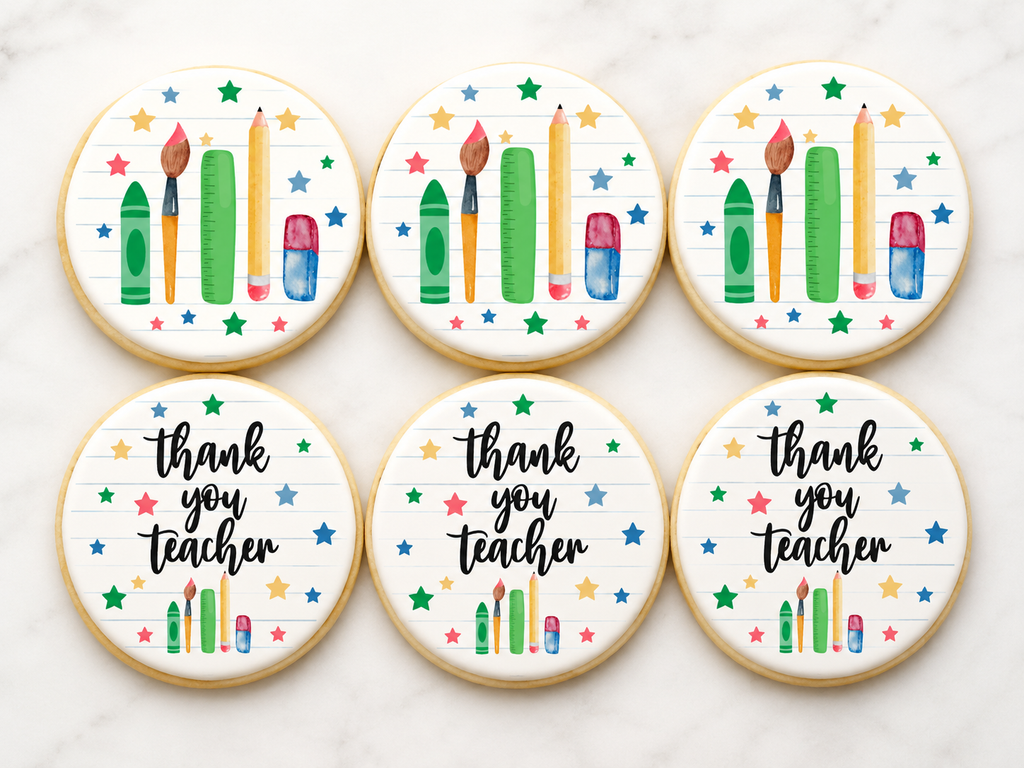 New Thank You Teacher - Edible Cake & Cupcake Toppers