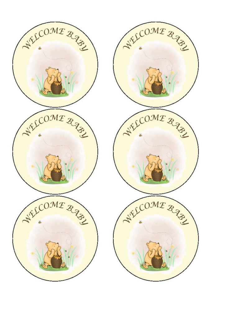 Winnie the Pooh Welcome Baby - Cake and Cupcake Toppers