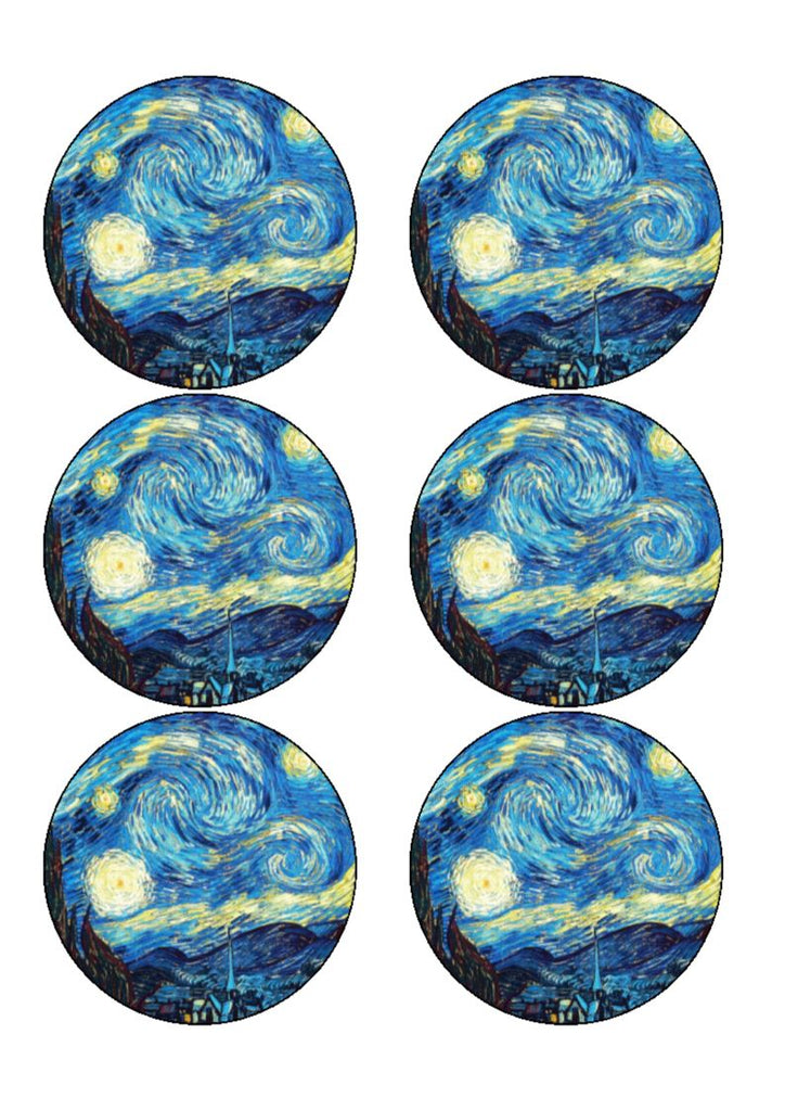 Van Gough Starry Night - Cupcake and Cake Toppers