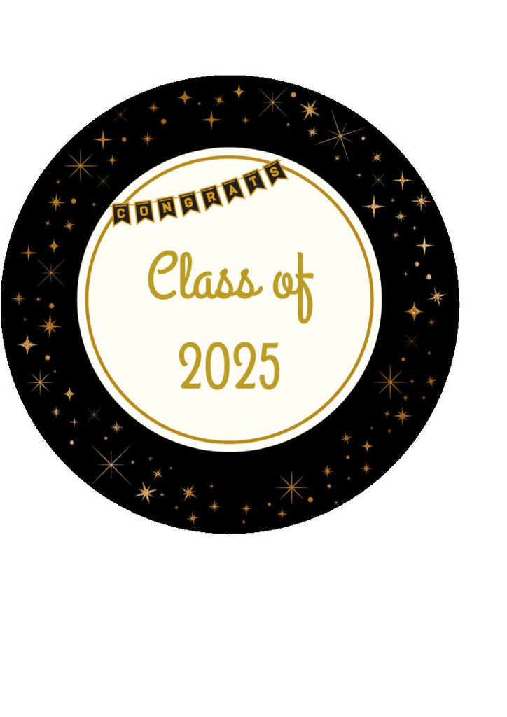 Graduation Black and Gold Edible Cake & Cupcake Toppers