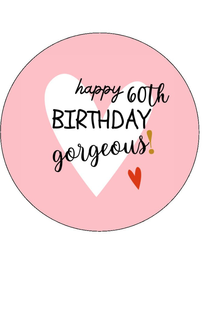60th Birthday Edible Cake and Cupcake Toppers