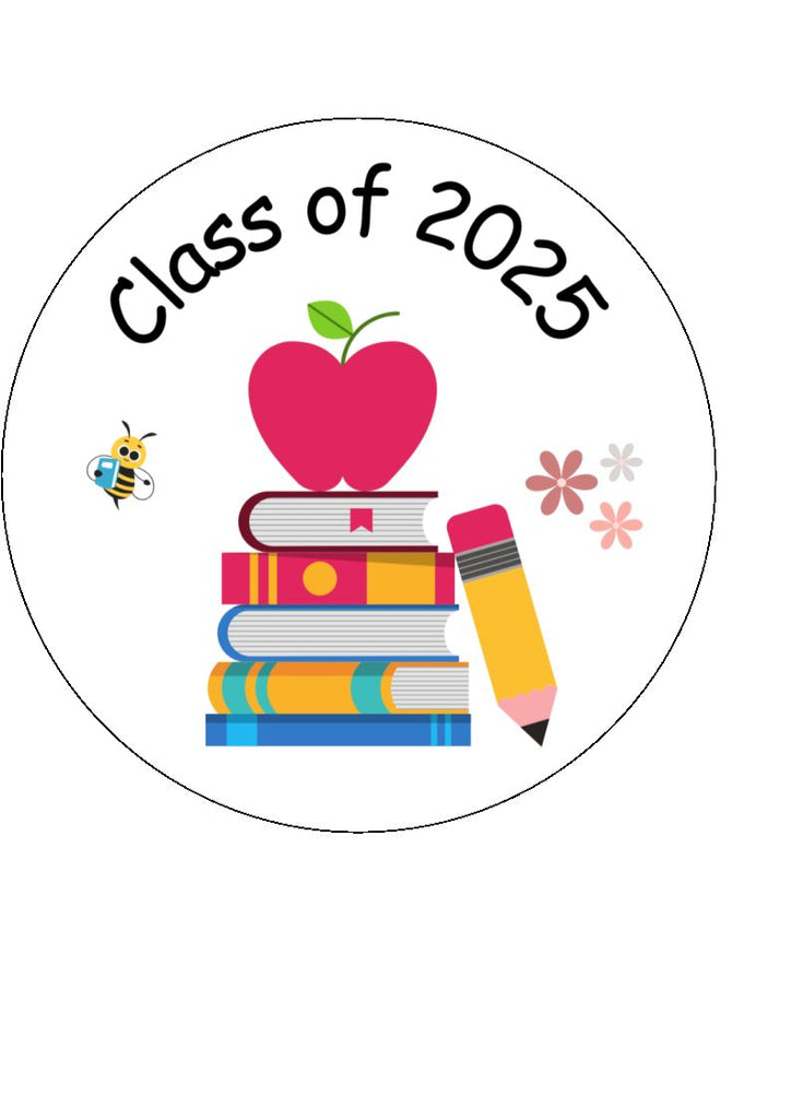 Class of 2025 - Bee and Books - Edible Cake & Cupcake Toppers