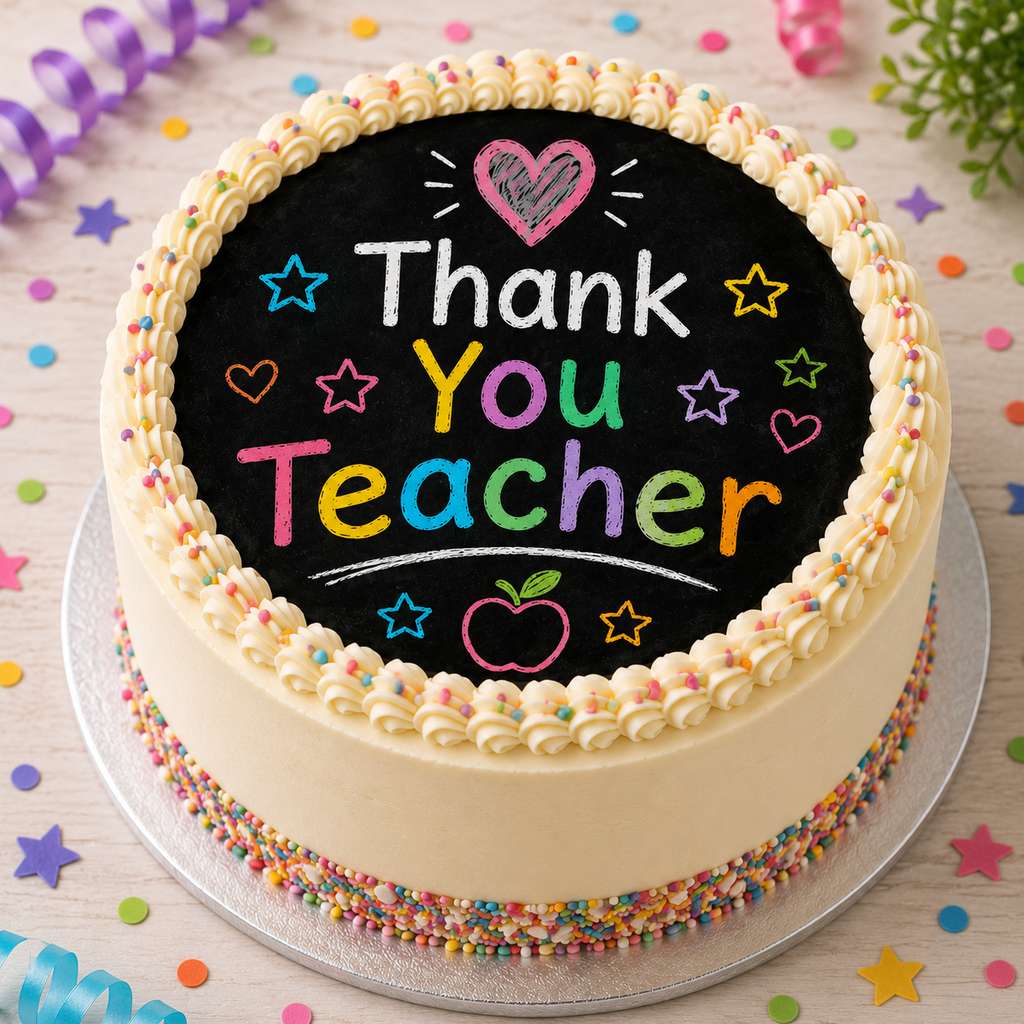Thank You Teacher. Chalk Style Cake and Cupcake Toppers