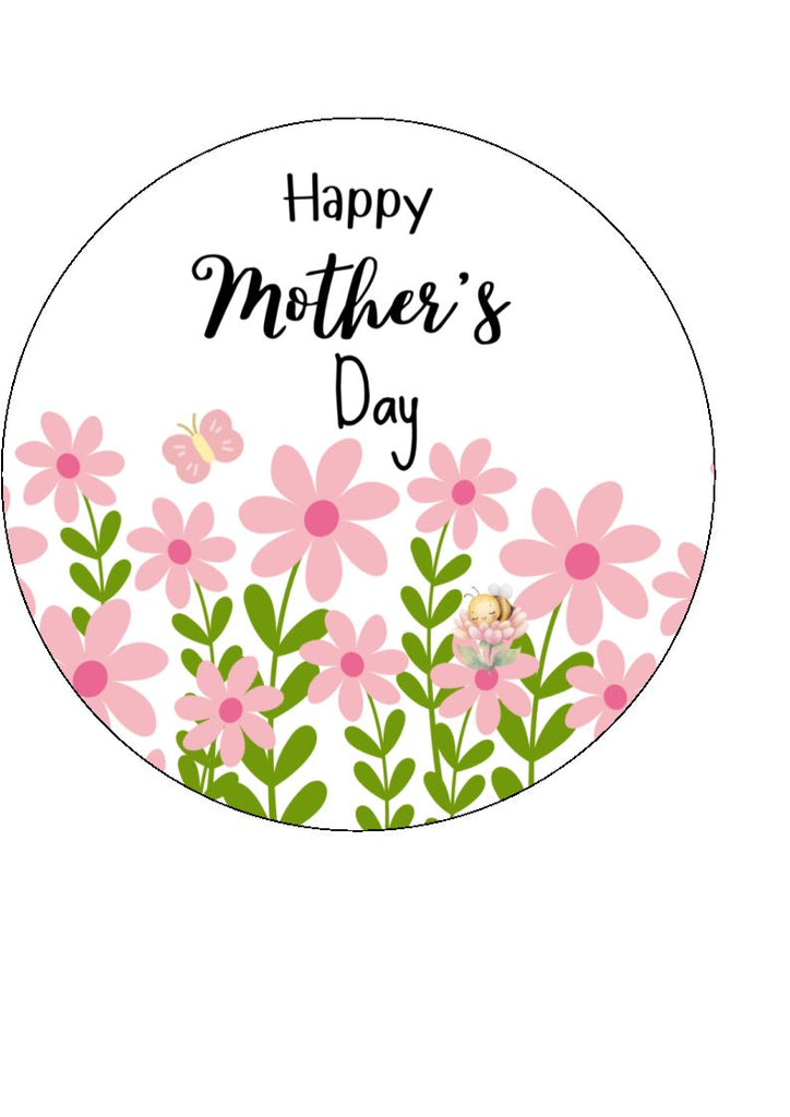 Mother's Day Edible Cake and Cupcake Toppers - Pink Pastels
