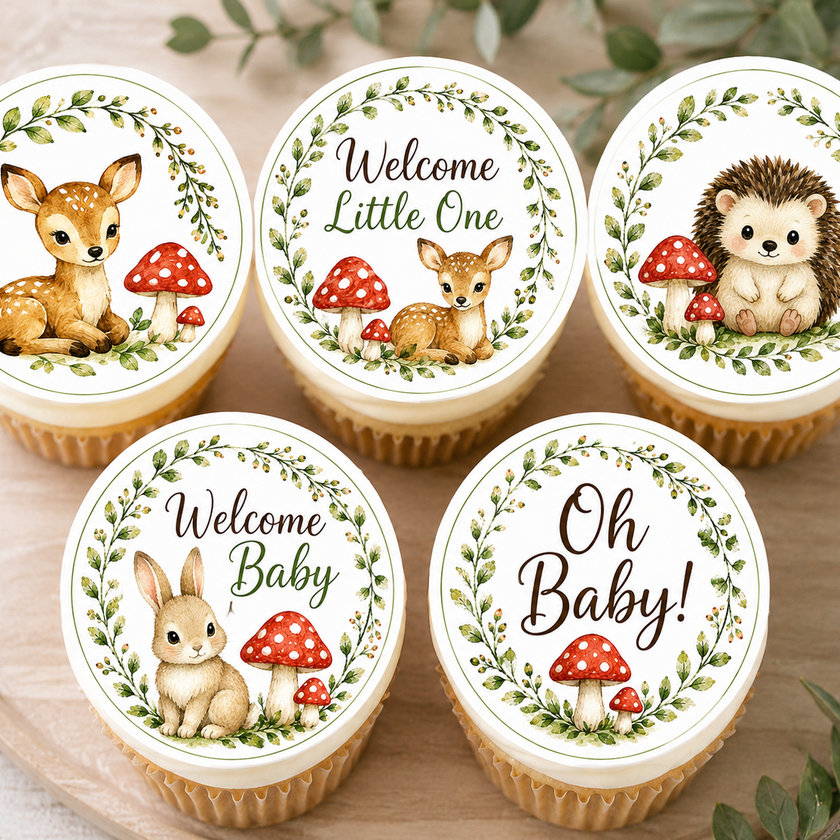 Woodland Baby Shower Edible Cake & Cupcake Toppers