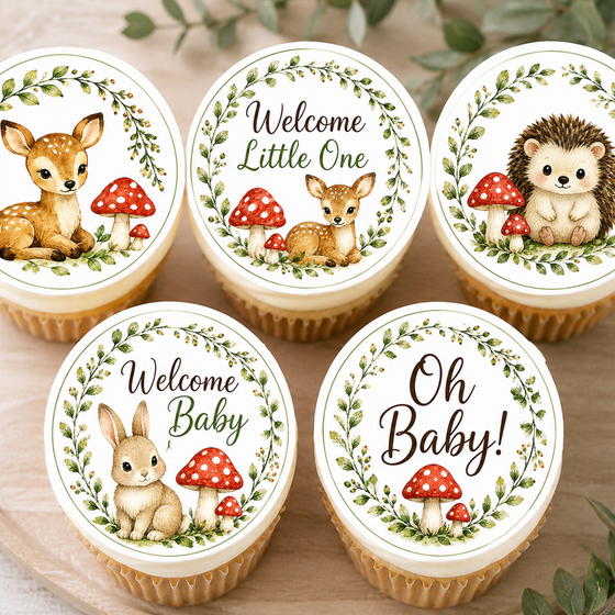 Woodland Baby Shower Edible Cake & Cupcake Toppers