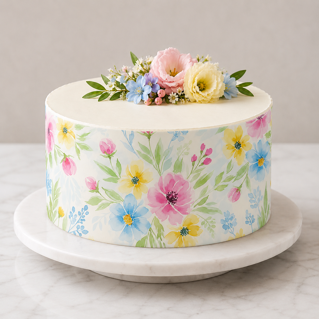 Watercolour Floral - Edible Cake Wrap