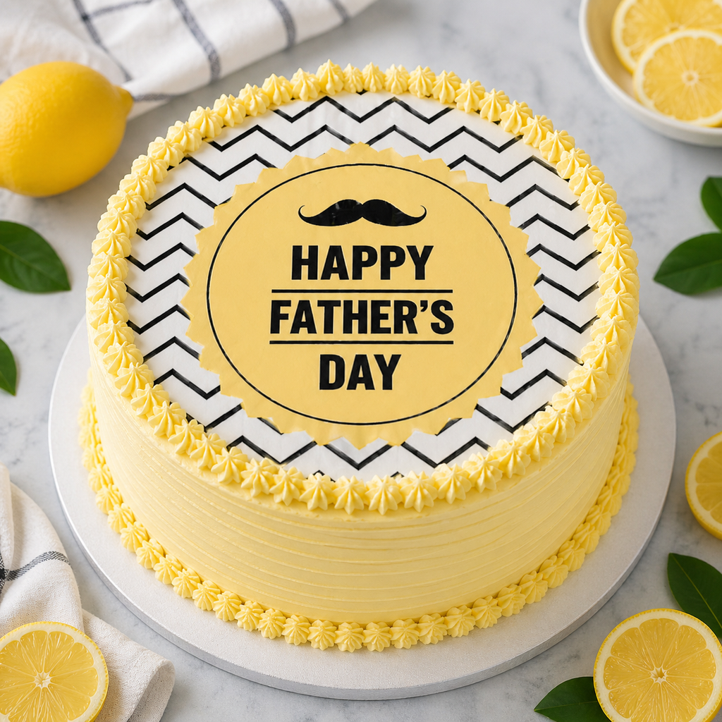 Father's Day Edible Cake and Cupcake Toppers - Black and Gold