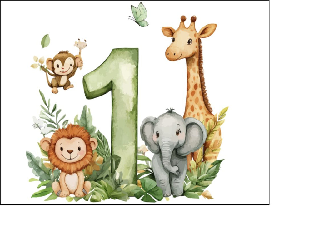 Happy 1st Birthday - Wild One - Edible Cake and Cupcake Toppers