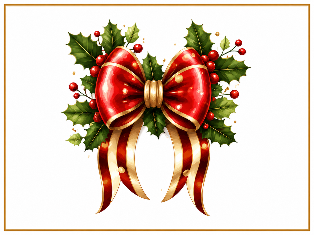 Christmas Vintage Bows - Edible Cake Toppers