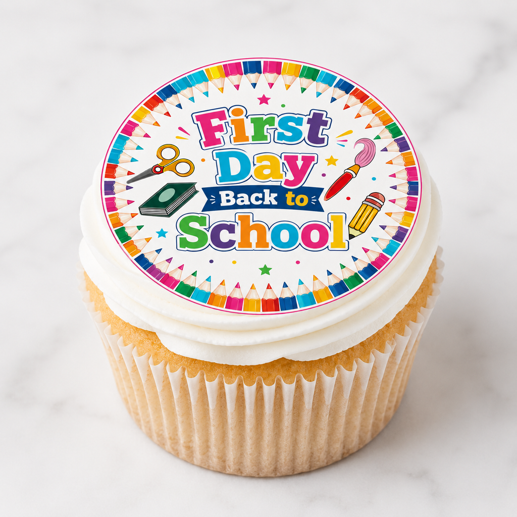 First Day Back At School - Cake & Cupcake Toppers