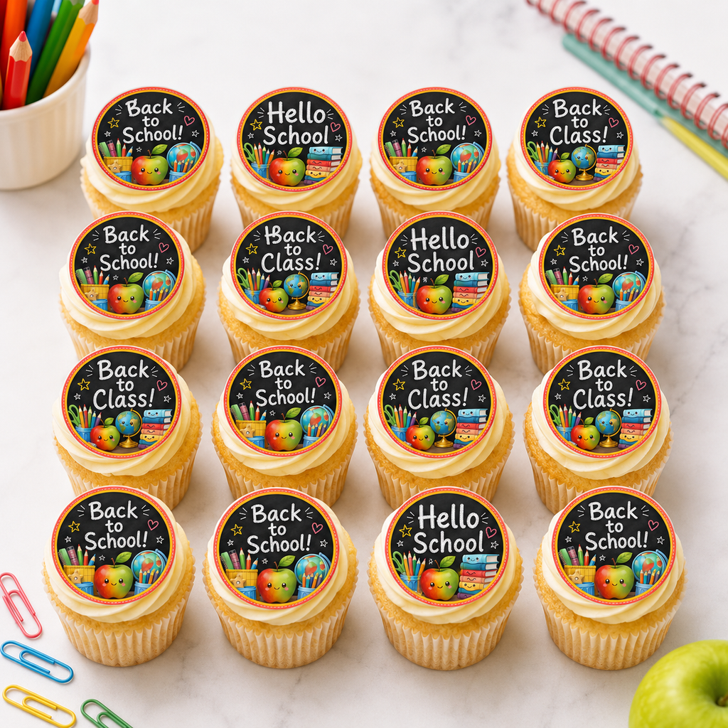 Cute Back To School - Edible Cake & Cupcake Toppers