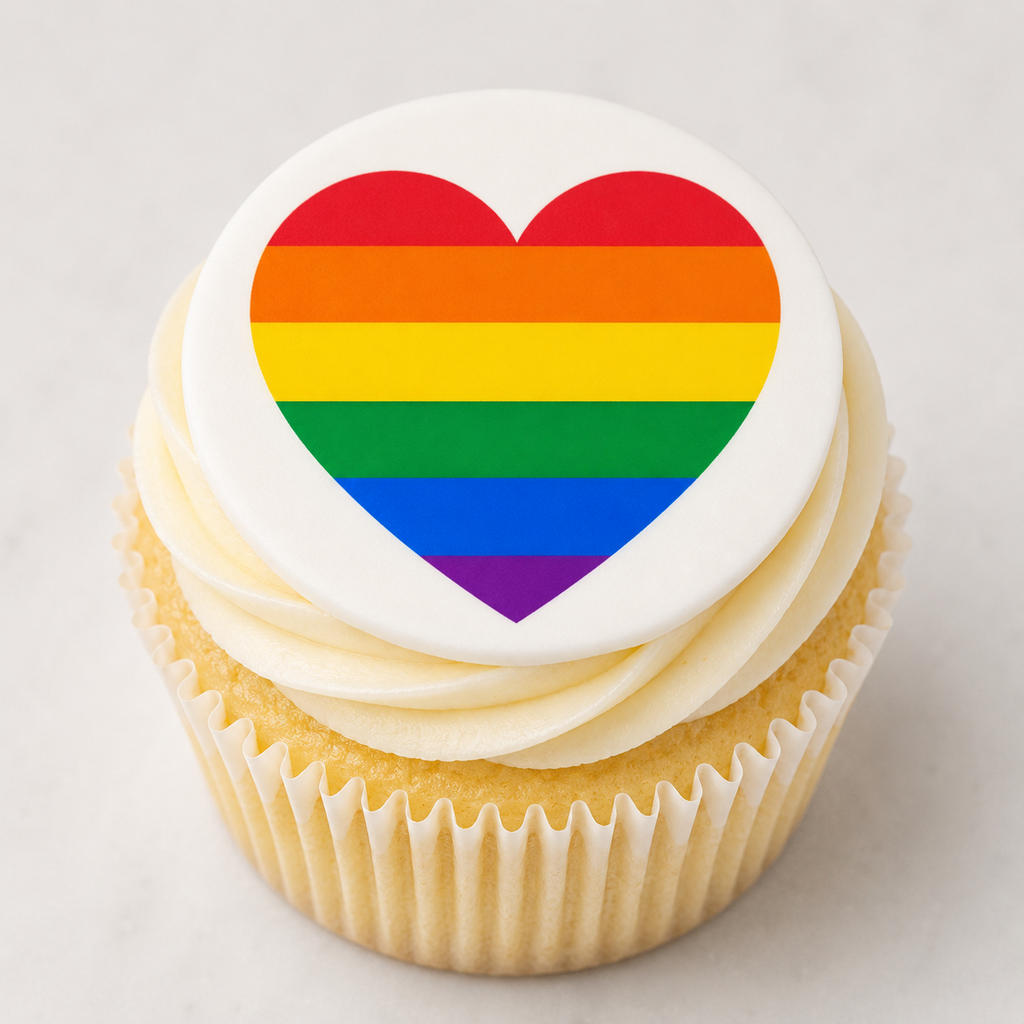 Rainbow Heart Edible Cupcake Toppers | Pride Cake Decorations | Vegan & Gluten Free