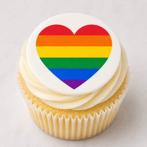 Rainbow Heart Edible Cupcake Toppers | Pride Cake Decorations | Vegan & Gluten Free