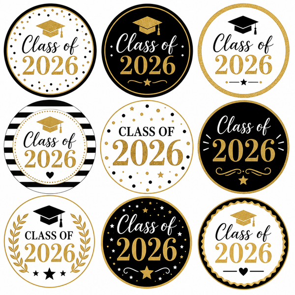 Class of 2026 Edible Toppers – Black Gold Theme - Incredible Toppers