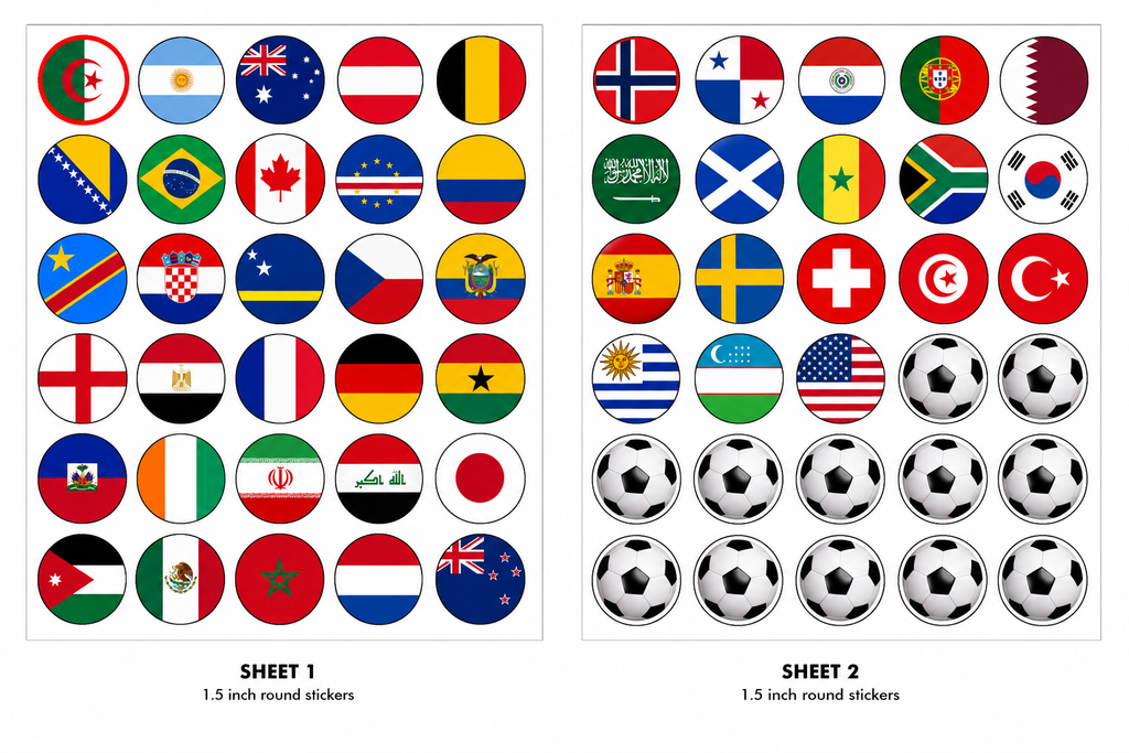 World Cup Edible Cupcake Toppers AND free stickers!! – All 48 Countries 🌍⚽