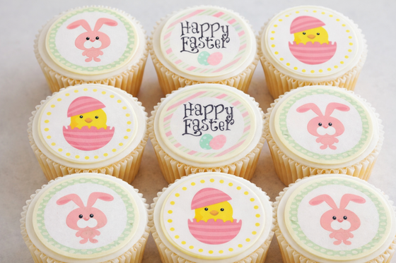 Edible Cupcake and Cake Toppers - Happy Easter Cute