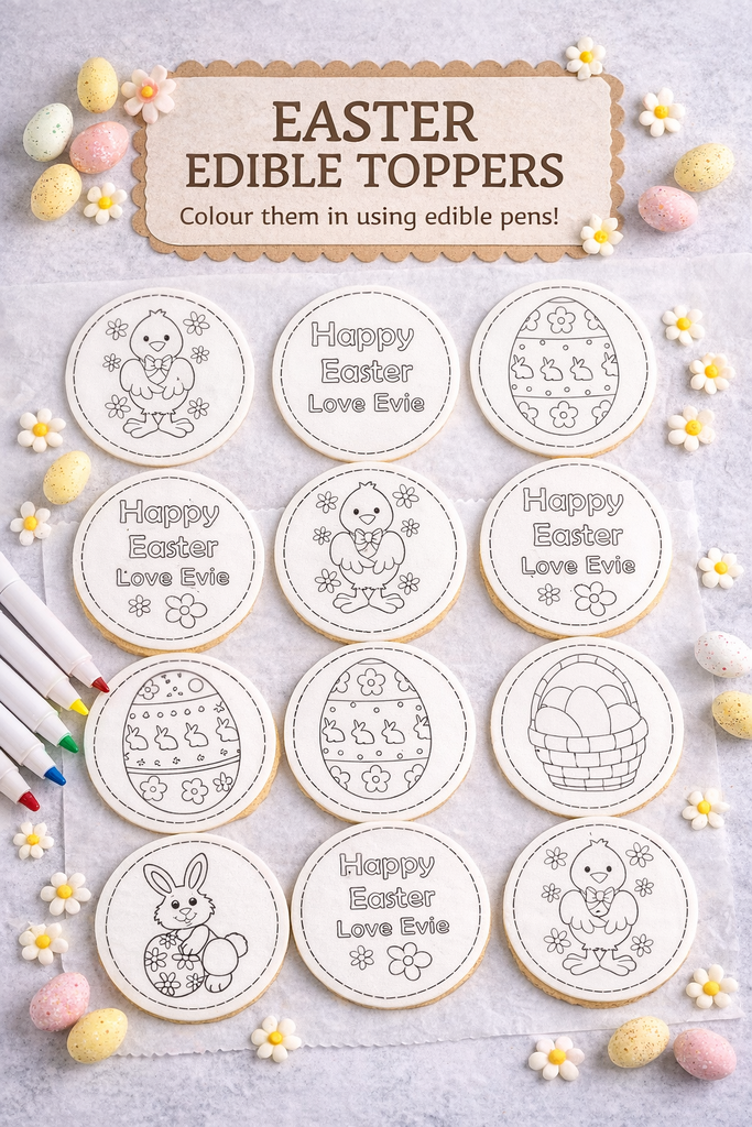EASTER EDIBLE TOPPERS - PAINT YOUR OWN CUPCAKES/COOKIES