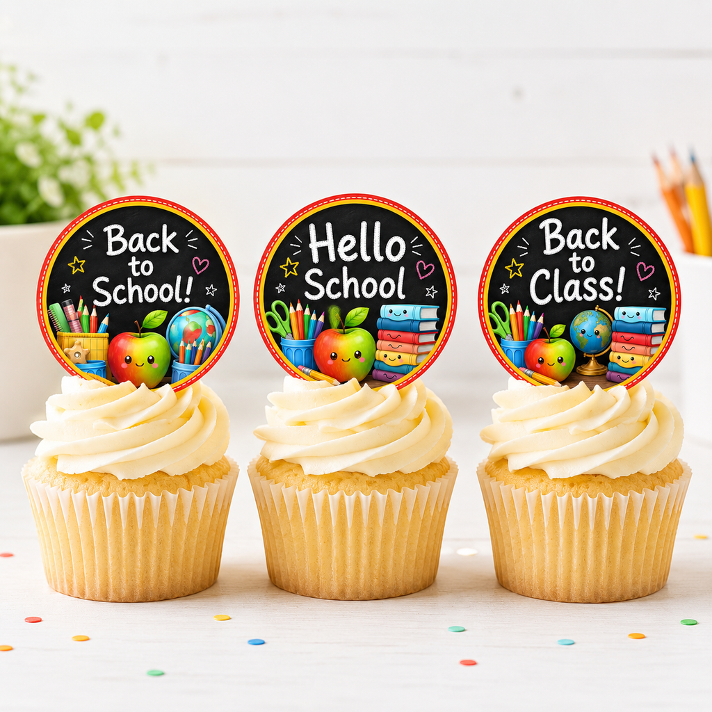 Cute Back To School - Edible Cake & Cupcake Toppers