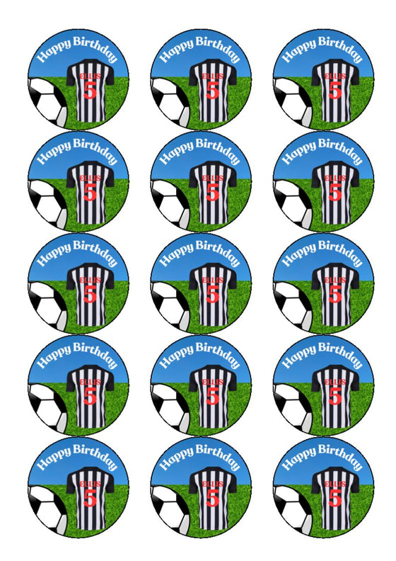 Personalised Football Shirt Birthday Edible Cupcake Toppers