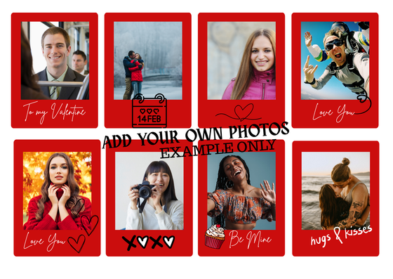 Valentine Polaroid Cake Toppers - Upload Your Own Photos