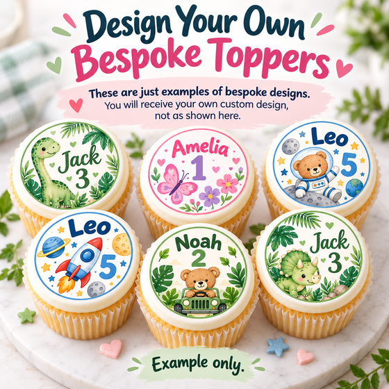 Design Your Own Edible Birthday Cupcake Toppers – Bespoke Personalised Designs