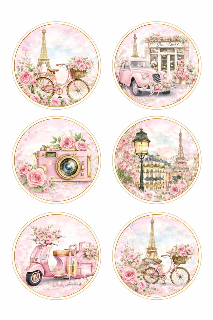 Paris Themed Edible Cake Toppers