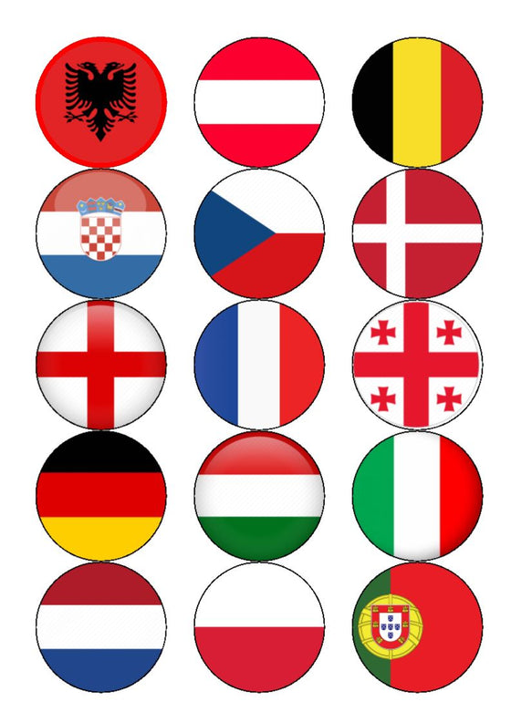 Football Euro 2024 Flag Edible Cake & Cupcake Toppers