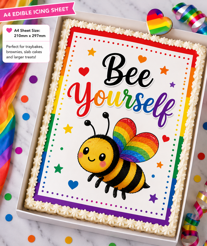 Bee Yourself Edible Cupcake Toppers | Pride Rainbow Bee Cake Decorations