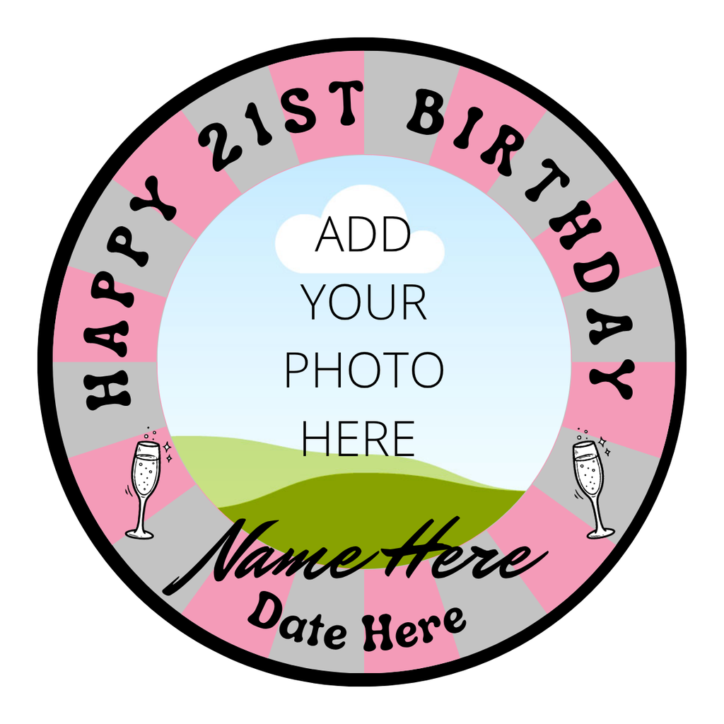 21st Birthday Personalised Pink Cake Toppers