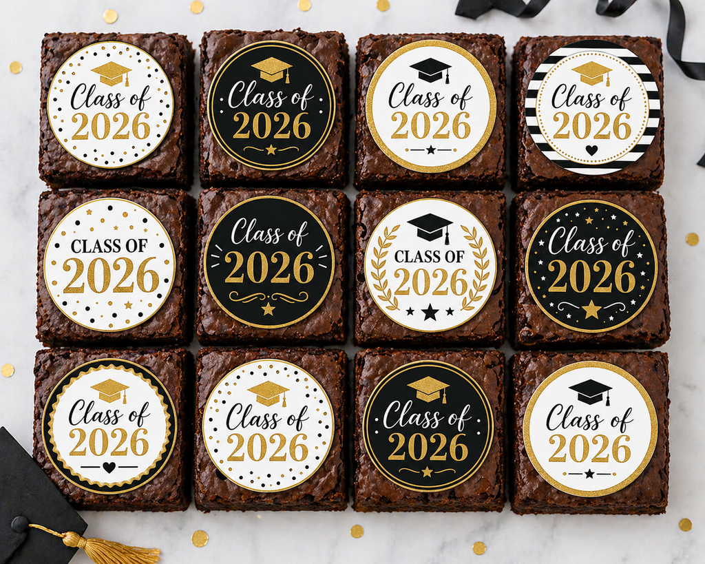 Class of 2026 Edible Toppers – Black Gold Theme