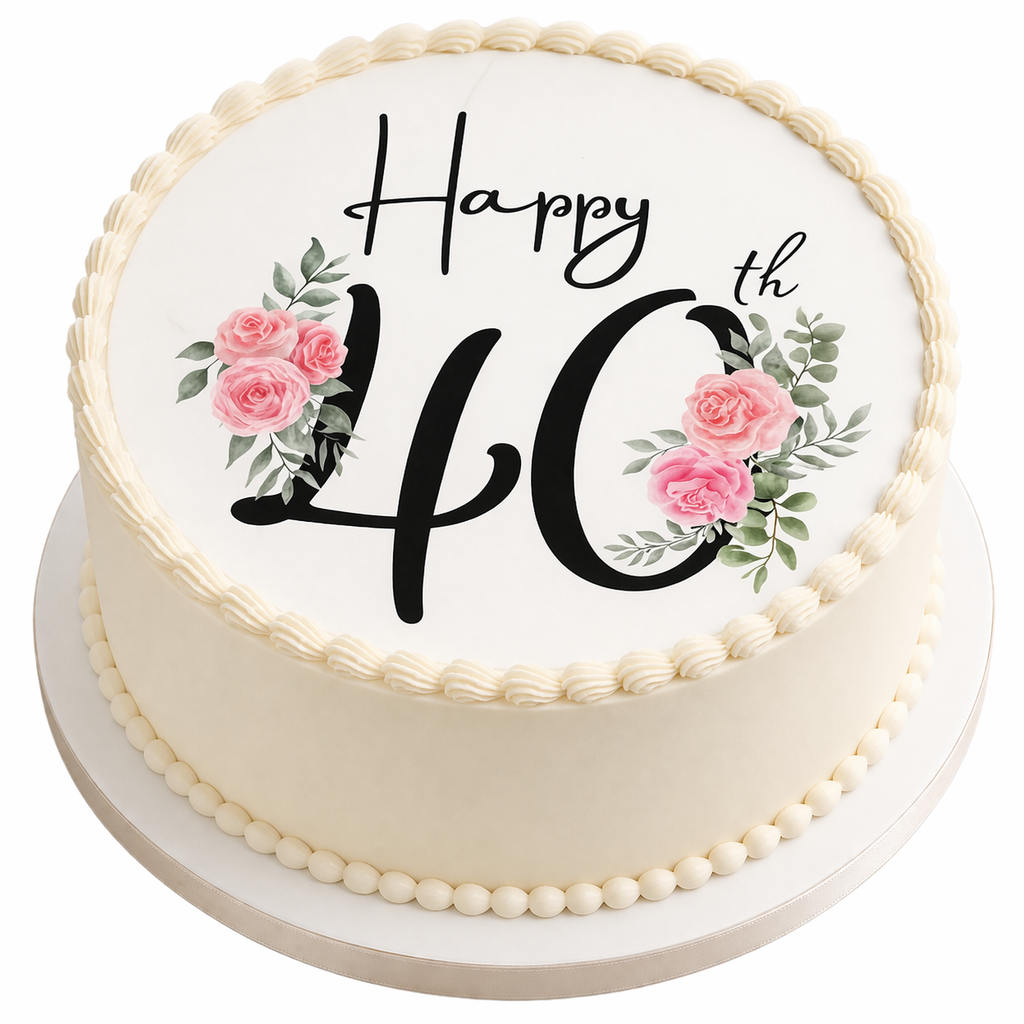 Birthday Cupcake and Cake Toppers - 40th Floral