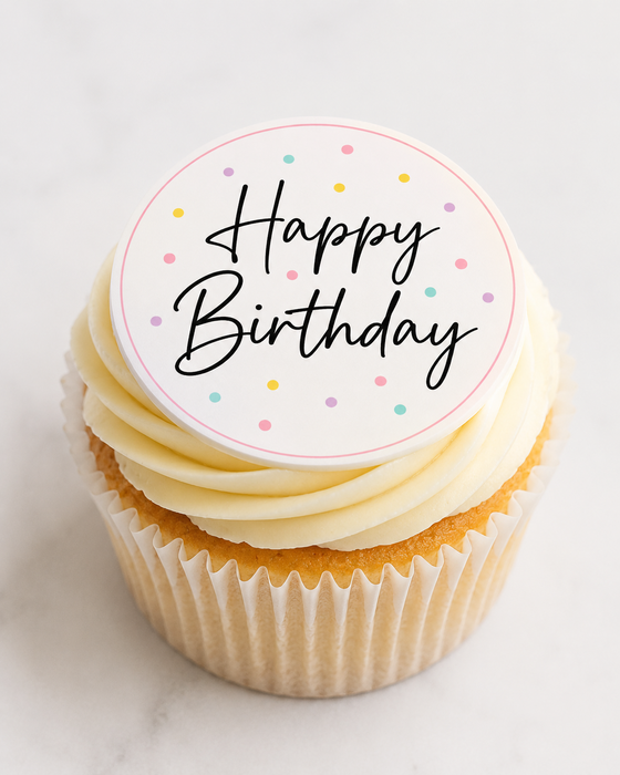 Happy Birthday Confetti Dots - Edible Cake and Cupcake Toppers