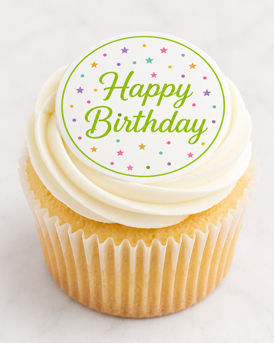 Happy Birthday - Lime Green - Edible Cake and Cupcake Toppers