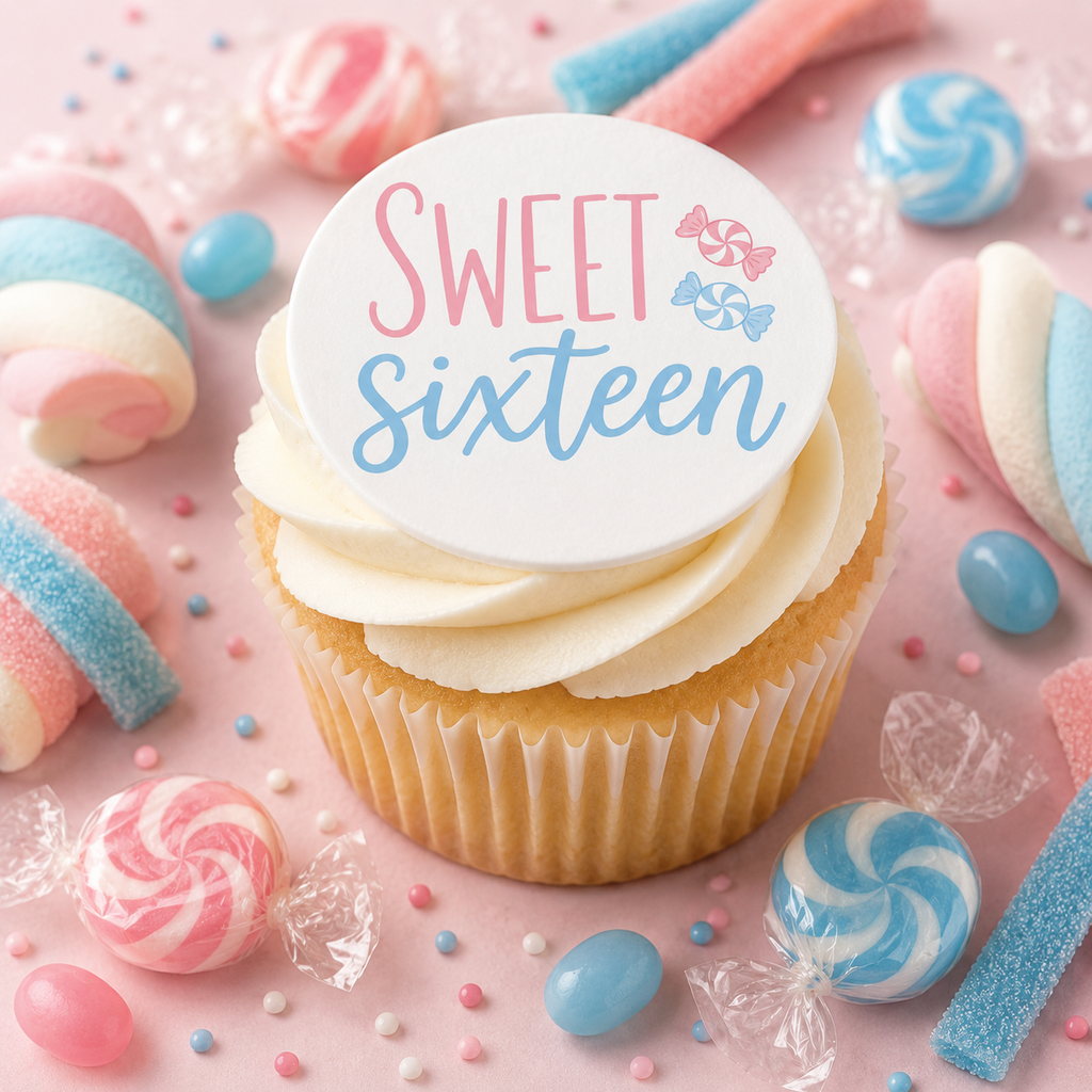 16th Birthday - Sweet Sixteen Edible Cake Toppers