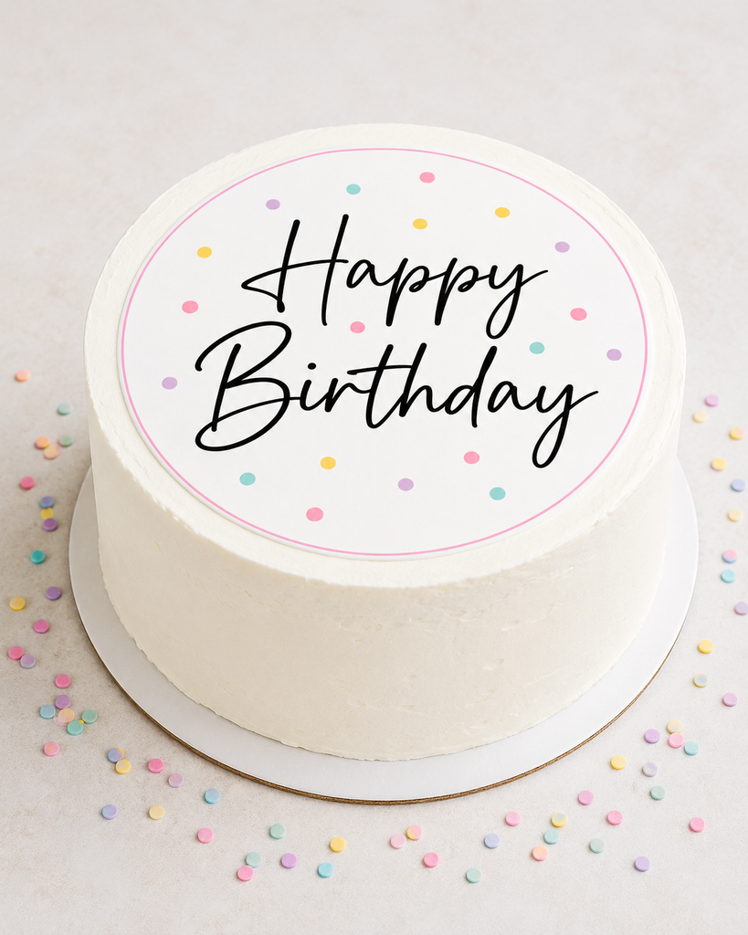 Happy Birthday Confetti Dots - Edible Cake and Cupcake Toppers