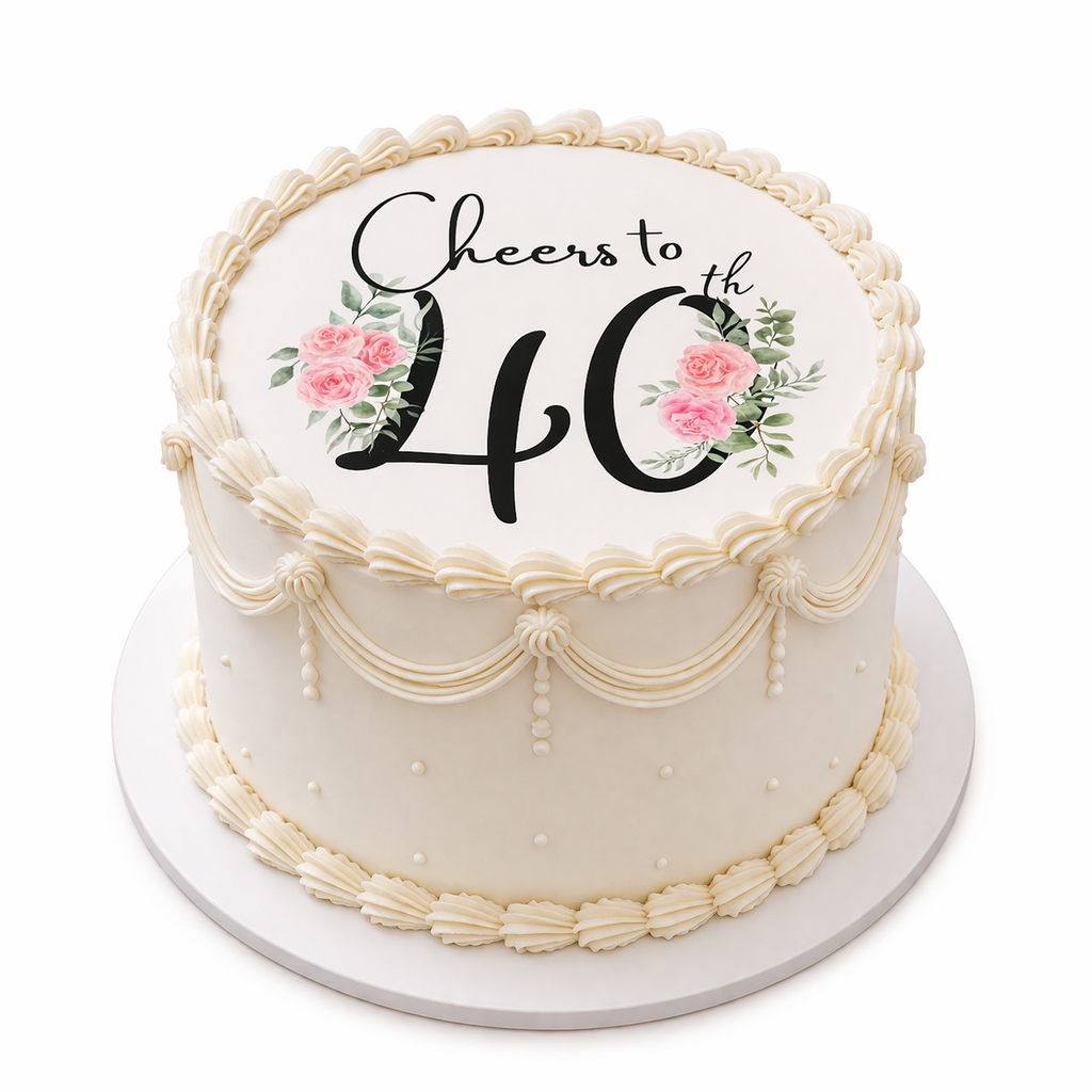 Birthday Cupcake and Cake Toppers - 40th Floral