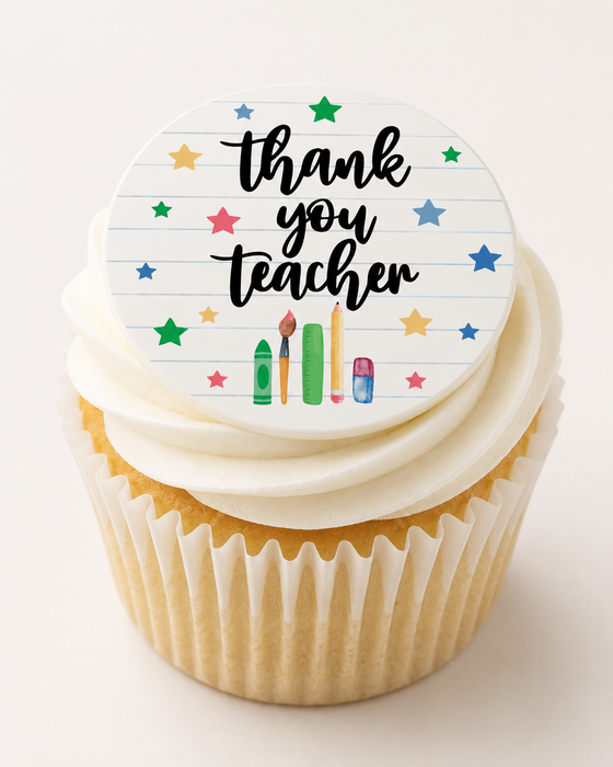 New Thank You Teacher - Edible Cake & Cupcake Toppers