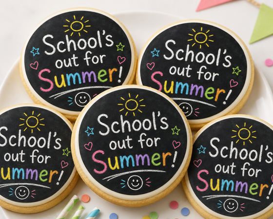 Schools Out For Summer! Chalk Style Cake and Cupcake Toppers