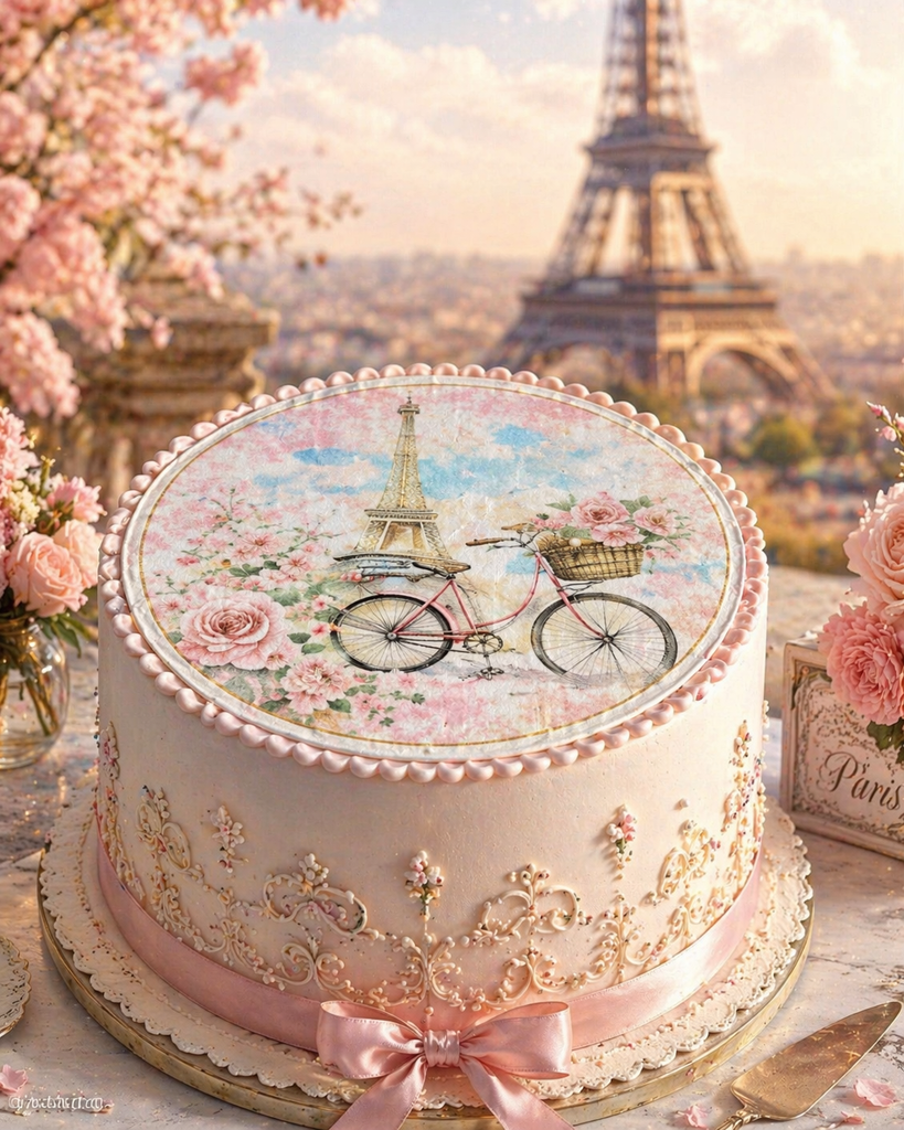 Paris Themed Edible Cake Toppers