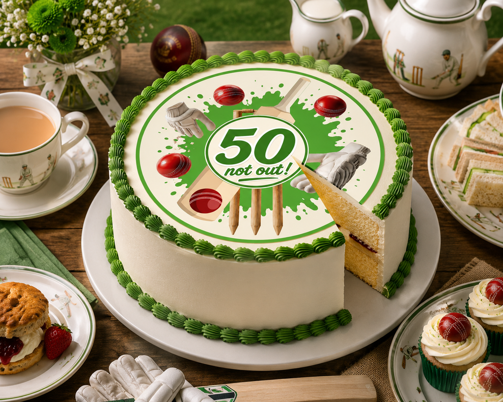Cricket “Not Out” Birthday Edible Cake Toppers