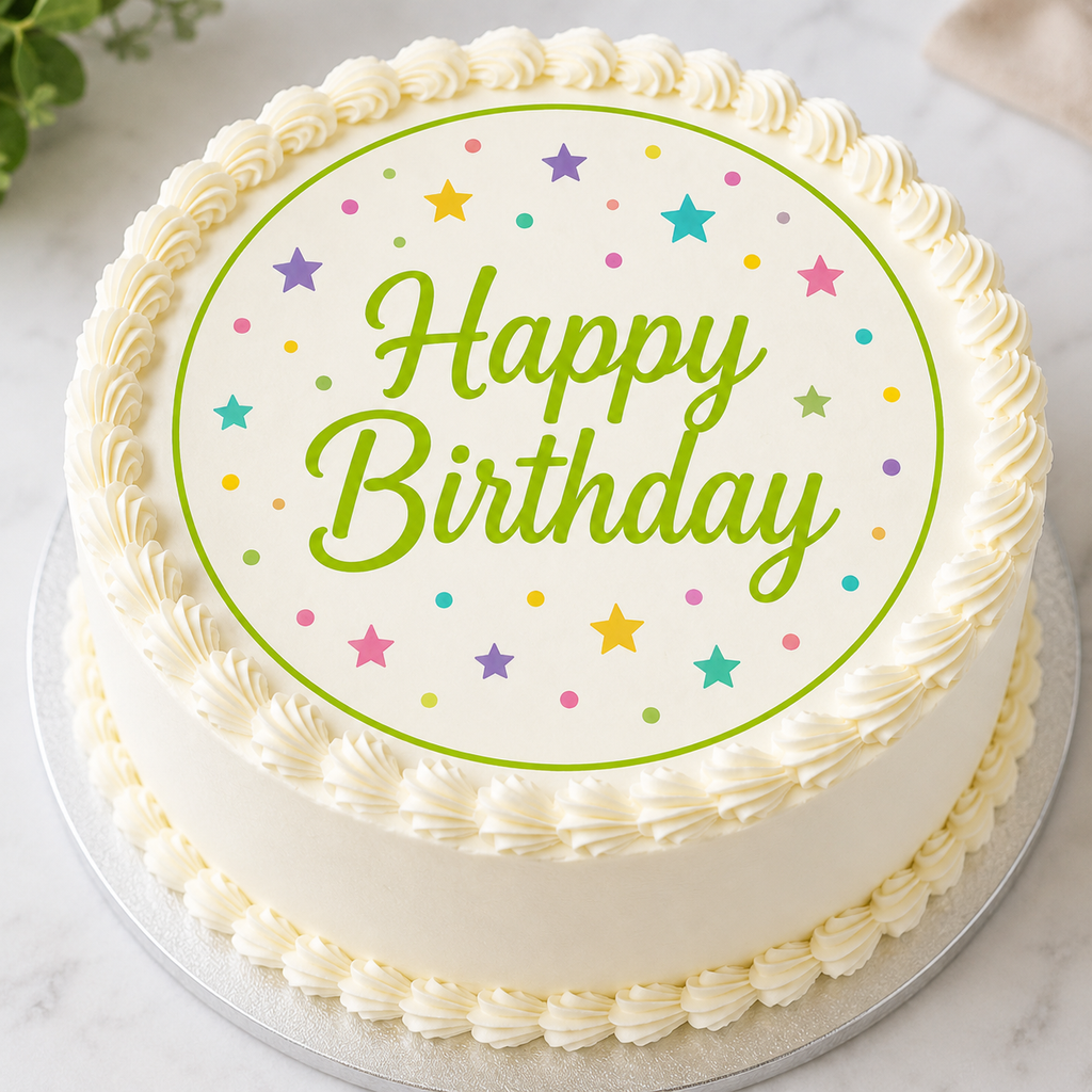 Happy Birthday - Lime Green - Edible Cake and Cupcake Toppers