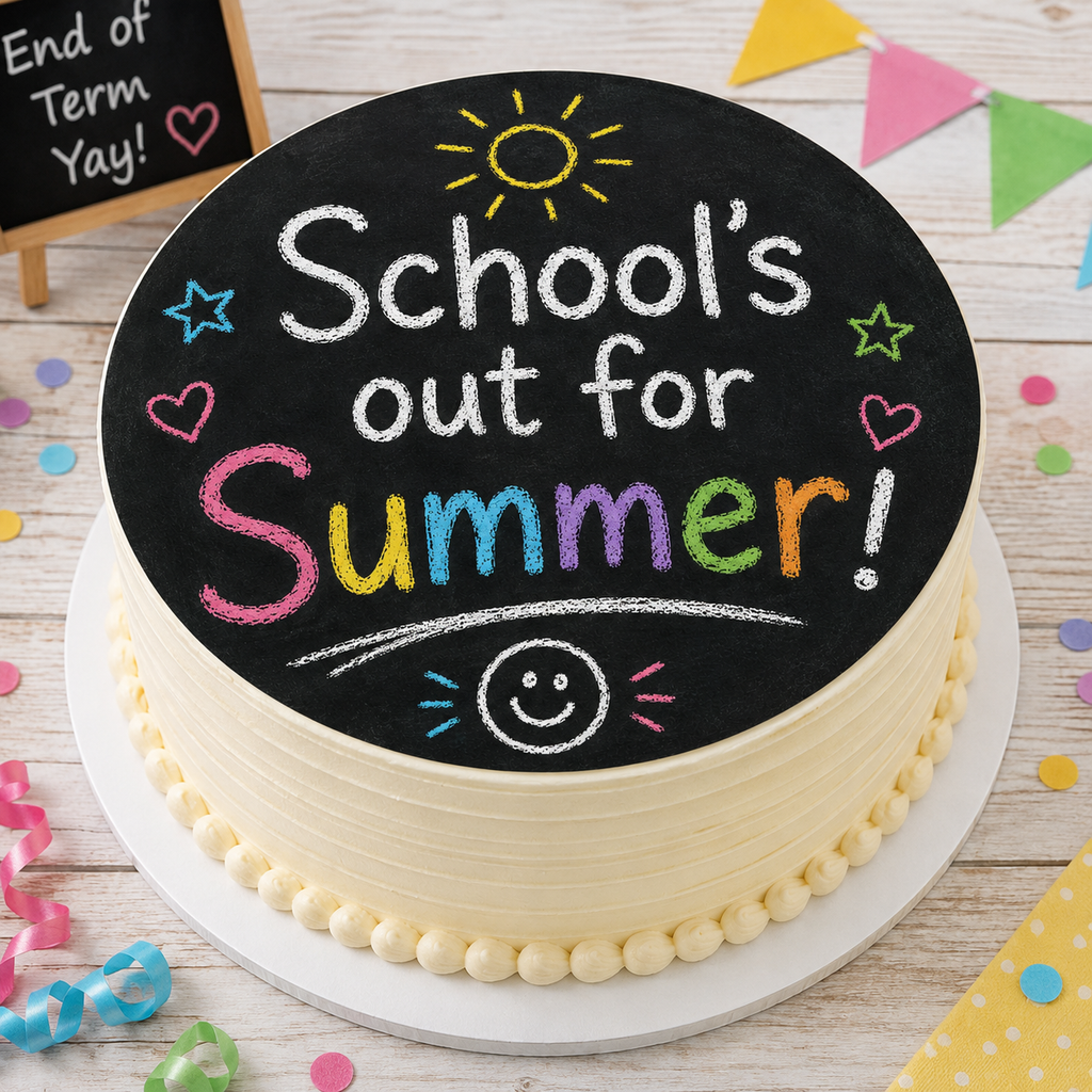 Schools Out For Summer! Chalk Style Cake and Cupcake Toppers