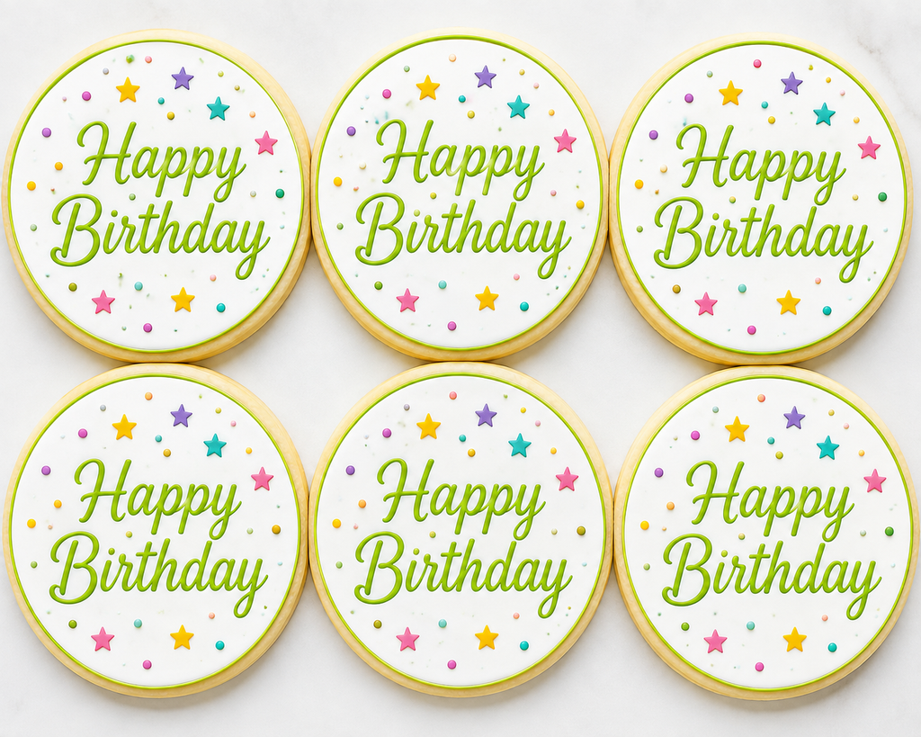 Happy Birthday - Lime Green - Edible Cake and Cupcake Toppers