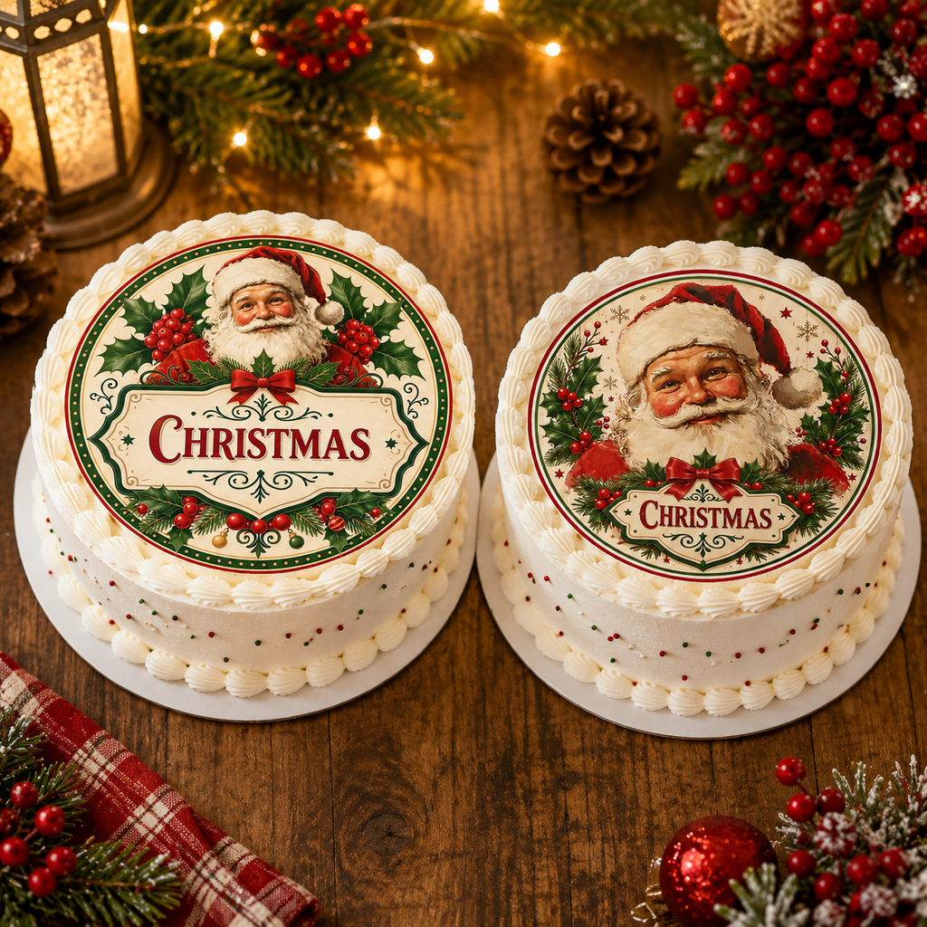 Vintage Christmas Santa Claus - Edible Cake Toppers