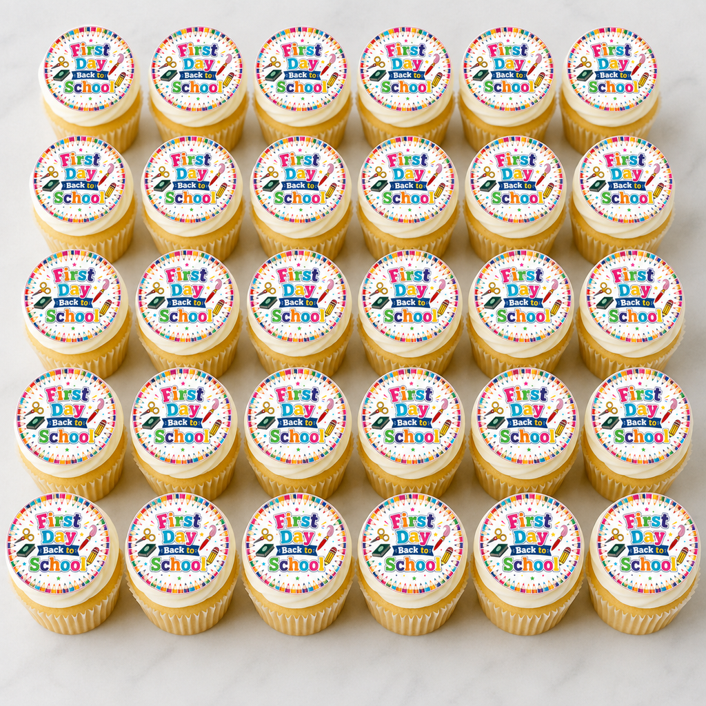 First Day Back At School - Cake & Cupcake Toppers