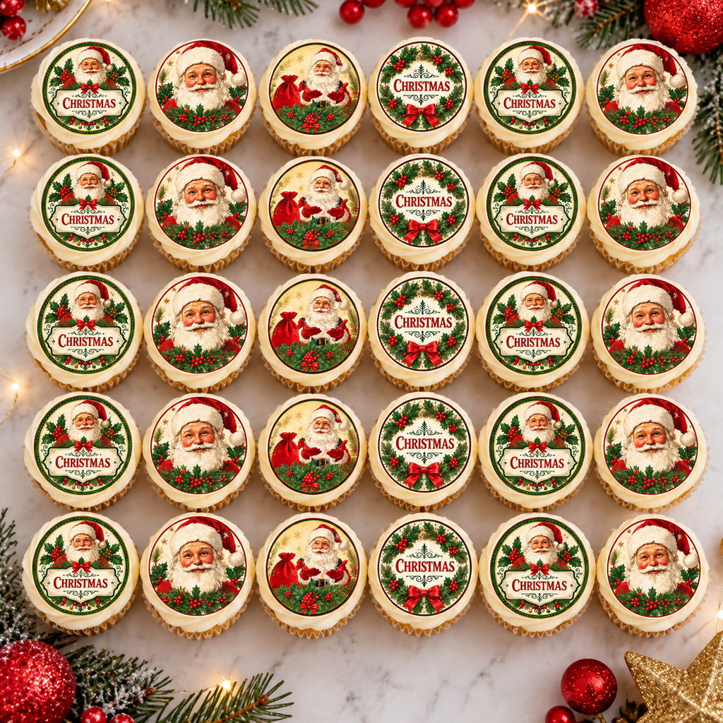 Vintage Christmas Santa Claus - Edible Cake Toppers